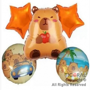 SET DE GLOBOS METALIZADO CARPINCHO 5 UNIDADES X 1